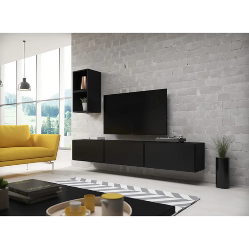Cama living room furniture set ROCO 7 (3xRO3 + 2xRO6) black/black/black - Modern wall unitsMES-NOW<<<Wall