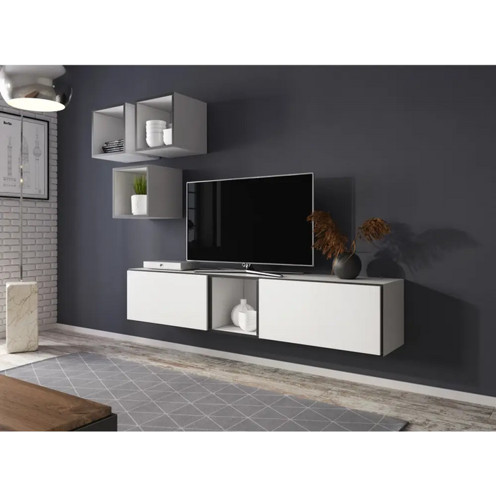 Cama living room furniture set ROCO 8 (2xRO3 + 4xRO6) white/black/white - Modern wall unitsMES-NOW<<<Wall