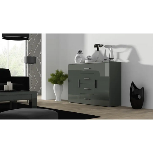 Cama living room sideboard UNi grey/grey gloss - Chests of drawers made of furniture boardKOY-ZPM<<<ChestsKOY<<<ActionPL