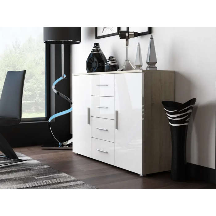 Cama living room sideboard UNI sonoma oak/white gloss - Chests of drawers made of furniture