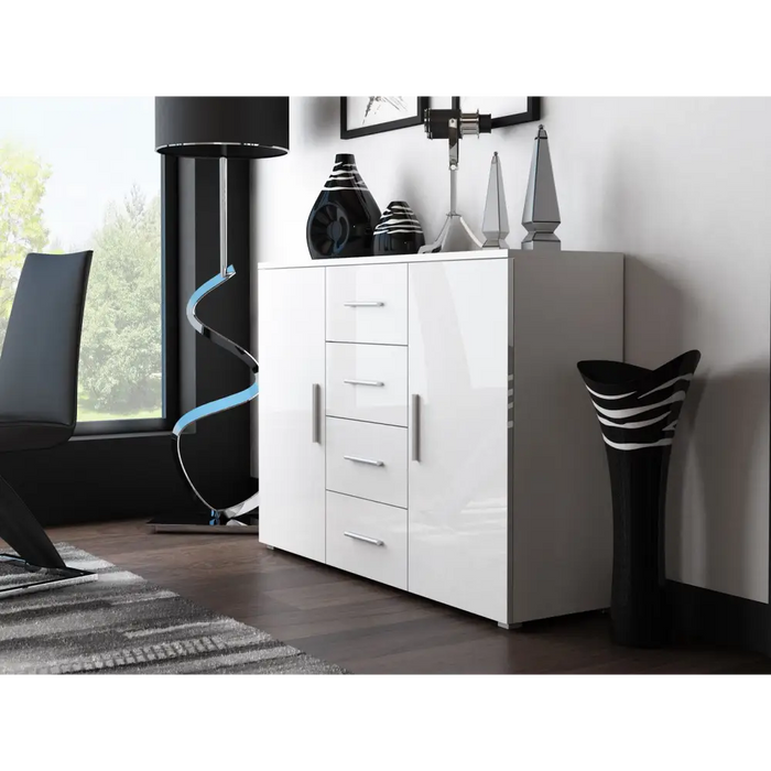 Cama living room sideboard UNI WHITE white/white gloss - Chests of drawers made of furniture