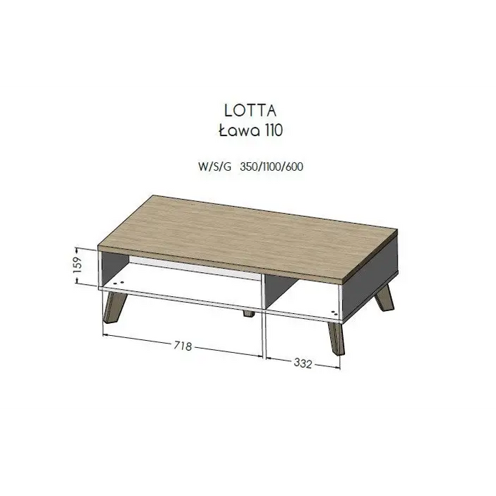 Cama LOTTA 110 coffe table white/sonoma oak - Wooden benches and tablesLIS-DRE<<<Benches and tablesLIS<<<ActionPL