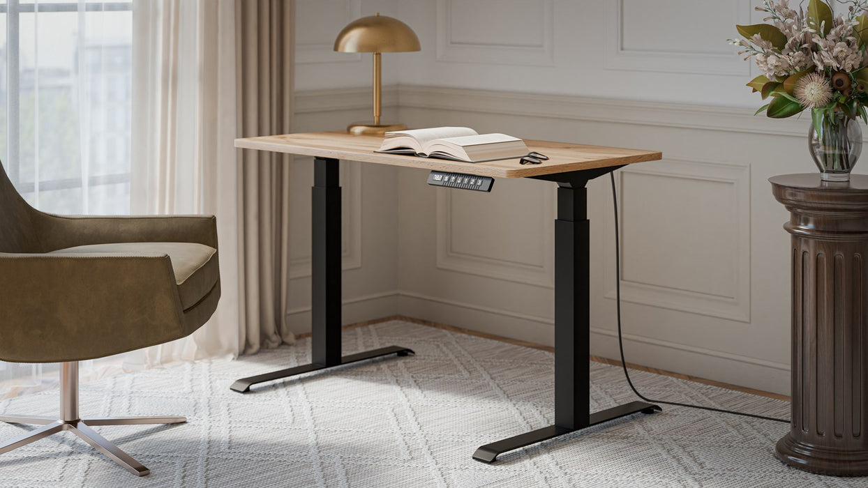 Desk with electric height adjustment MOON 121x67x72-120 black/tan