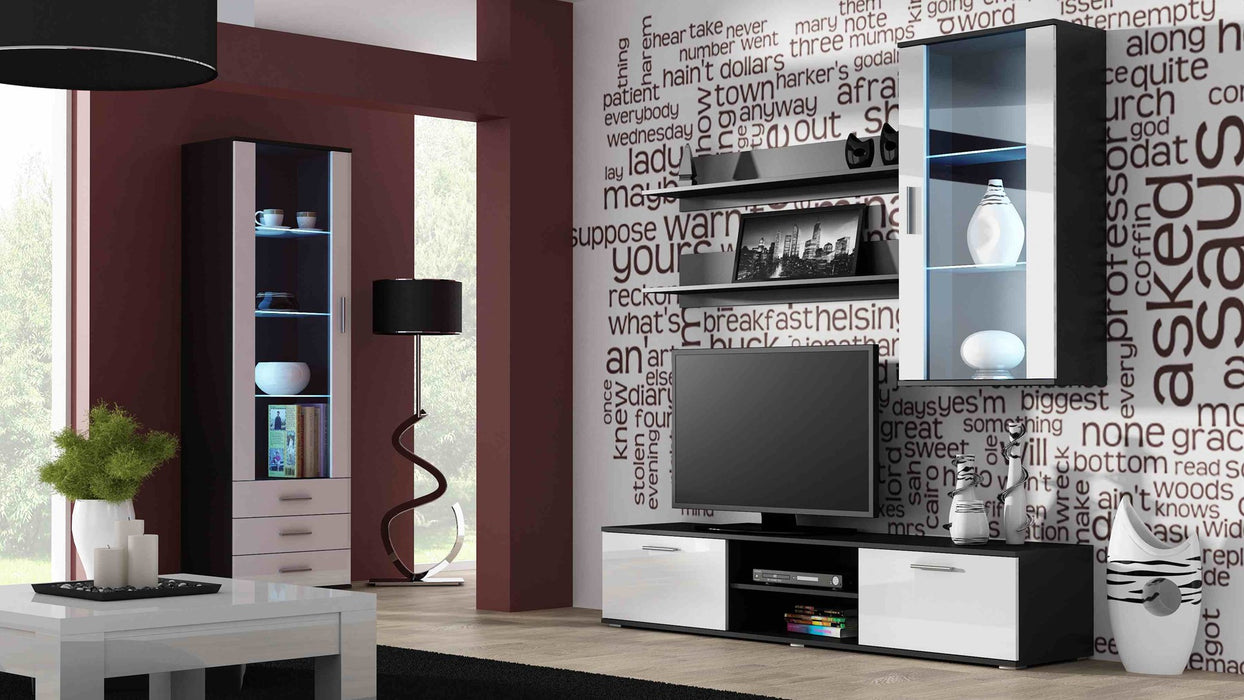 Cama hanging display cabinet SOHO white/black gloss