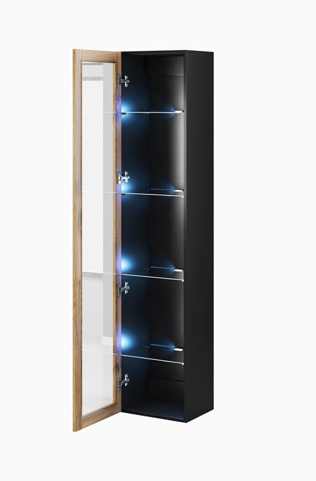 Cama glass-case VIGO '180' 180/40/30 black/wotan oak