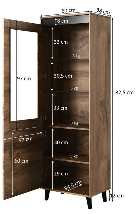 Cabinet NORD 60x38x182.5 cm oak wotan/anthracite
