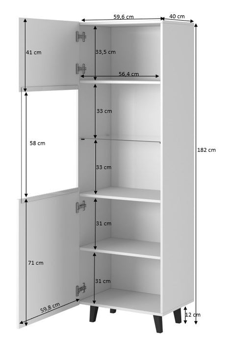 Display cabinet PAFOS 60x40x182 cm white matt