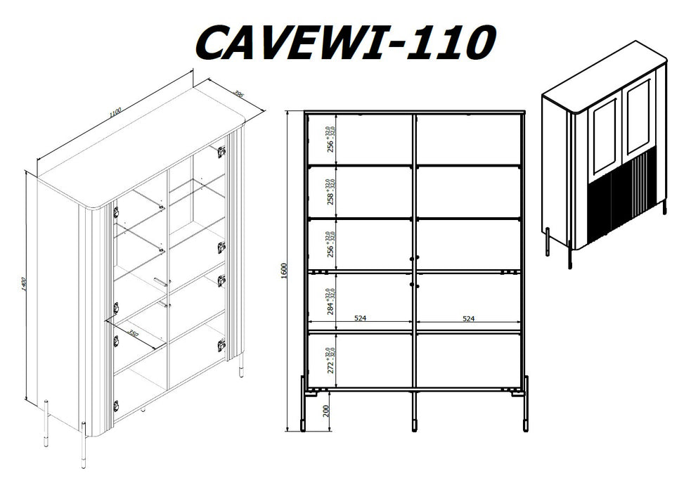 Cama VERA display cabinet 110x40x160 matt white