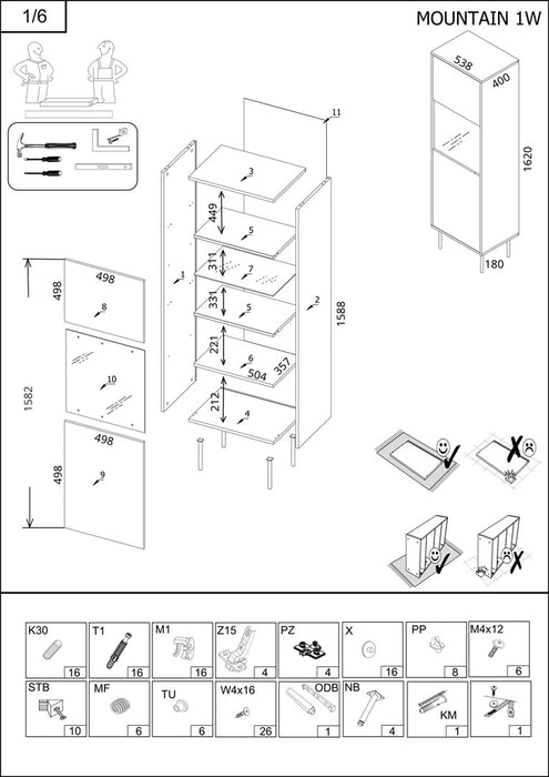 Cama MOUNTAIN display cabinet 54x40x180 black + gold