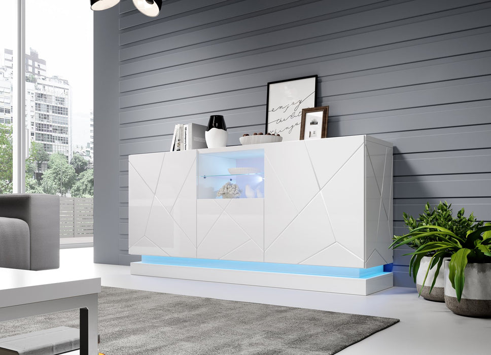 QIU 2D1K chest of drawers 150x41.5x75 cm glossy white/glossy white