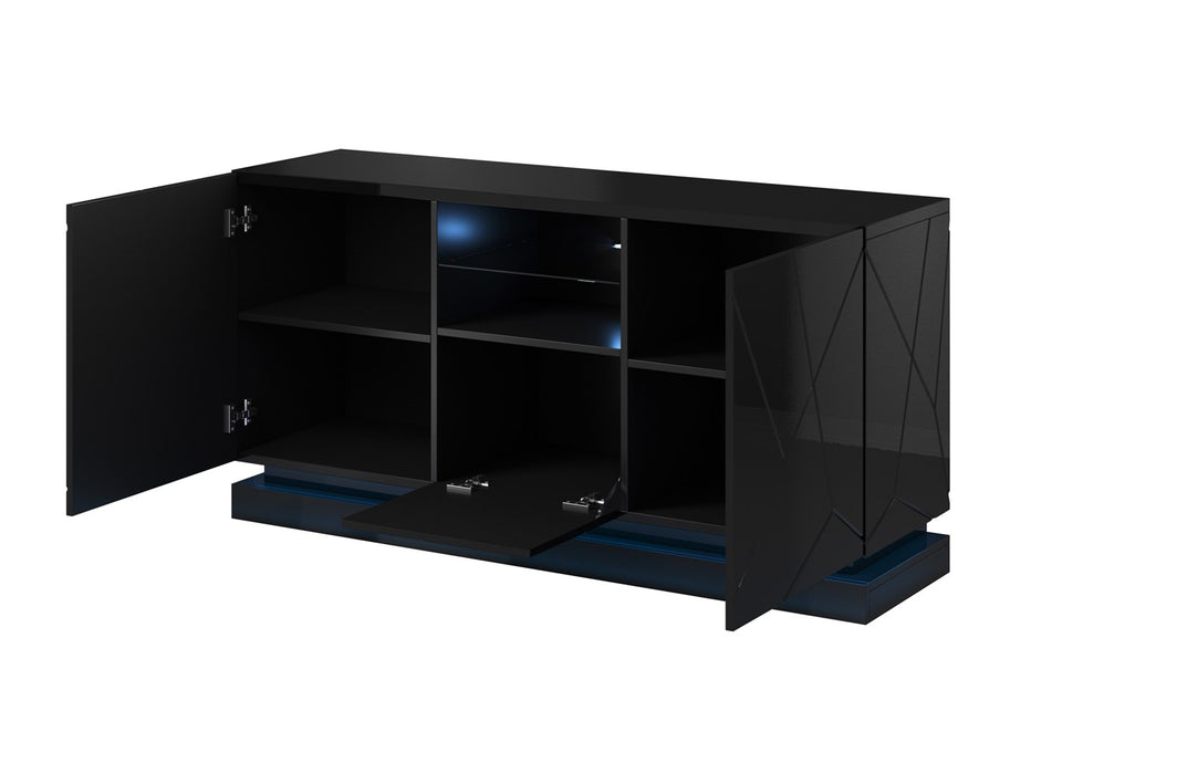 Chest of drawers QIU 2D1K 150x41.5x75 black gloss/black gloss