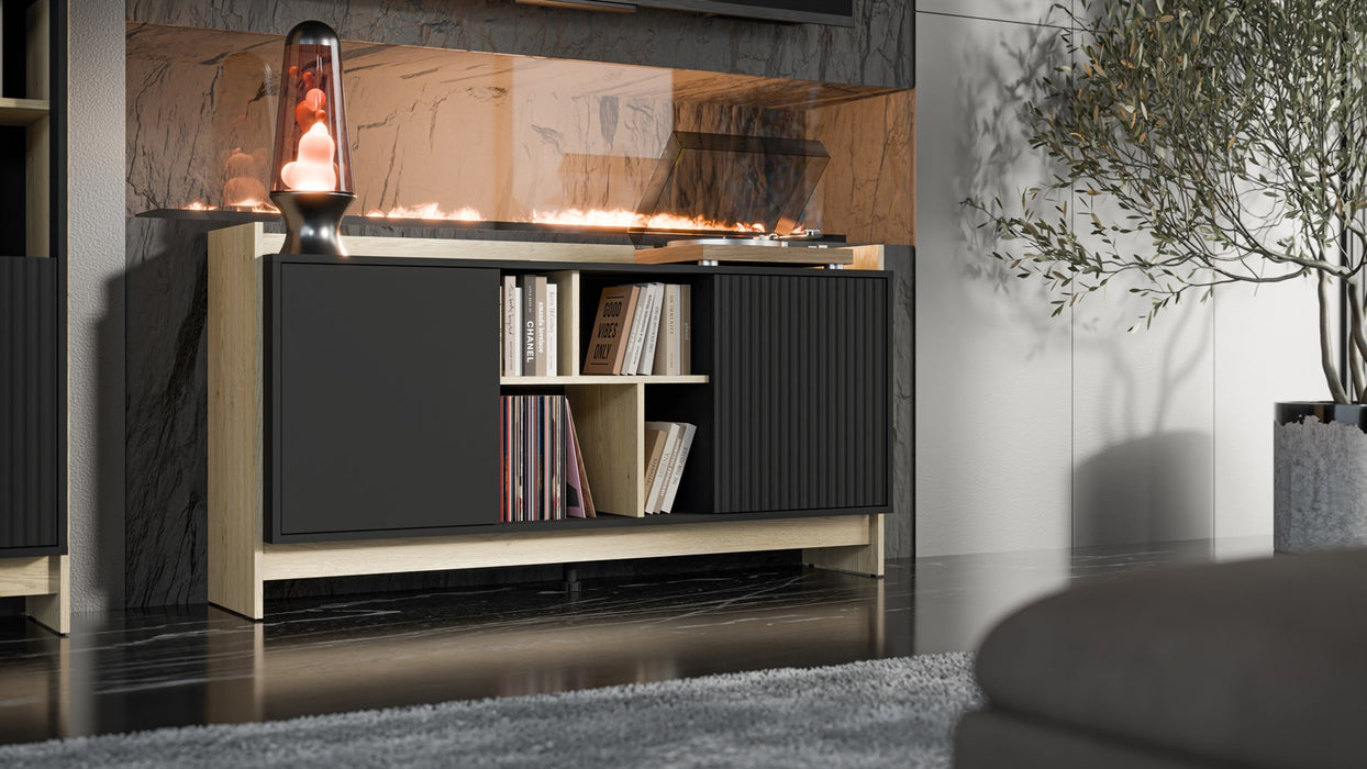 Cama PORTO 2D chest of drawers 150x38x77 oak/black