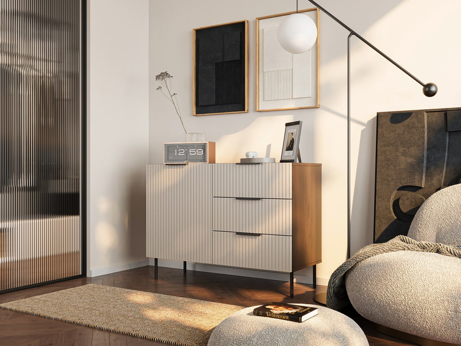 Cama Chest of drawers 2 ALMERA 104x42x75 walnut/cashmere