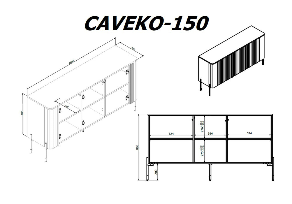 Cama VERA chest of drawers 150x40x80 matt white