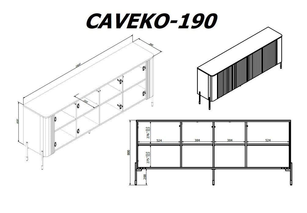 Cama VERA chest of drawers 190x40x80 cashmere matt
