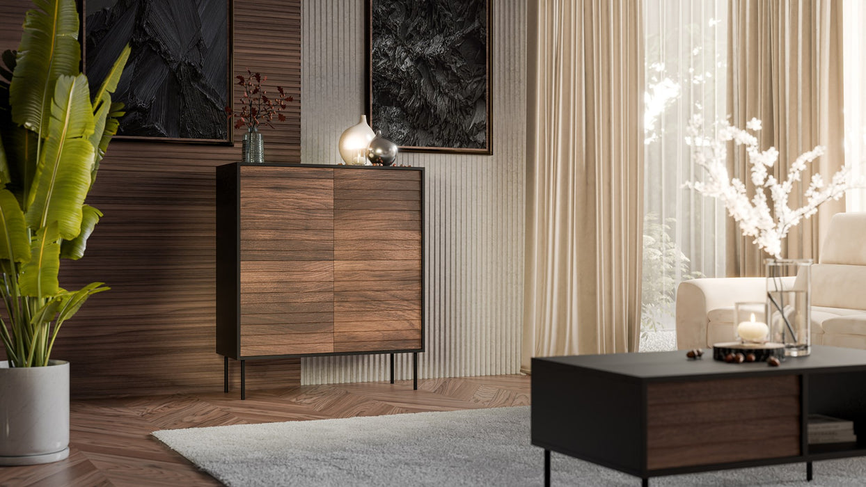 Cama 4D CORTINA chest of drawers 102x40x118 black/walnut