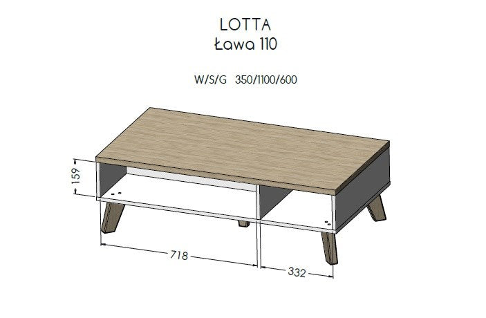 Cama LOTTA 110 coffe table white/sonoma oak
