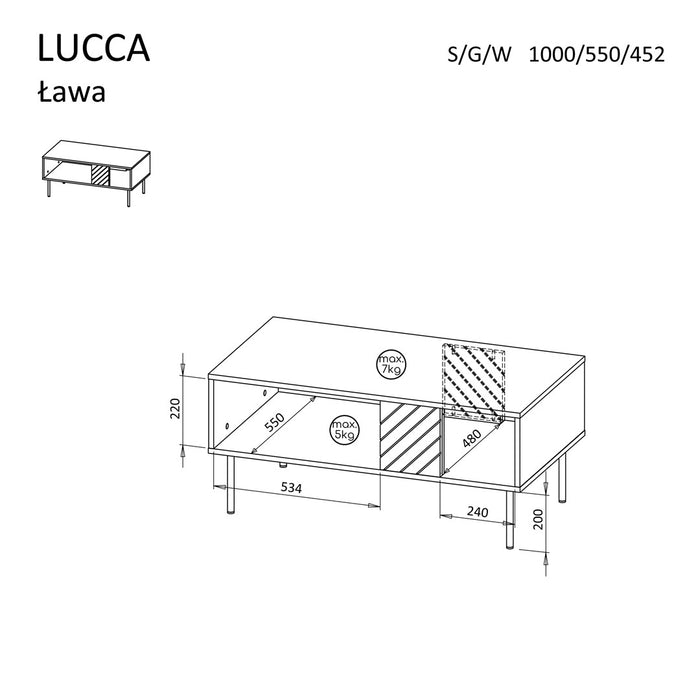 Cama LUCCA bench/table 100x55x46 white