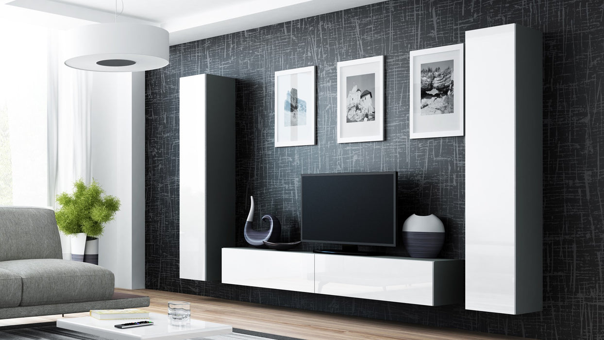 Cama Living room cabinet set VIGO 4 grey/white gloss
