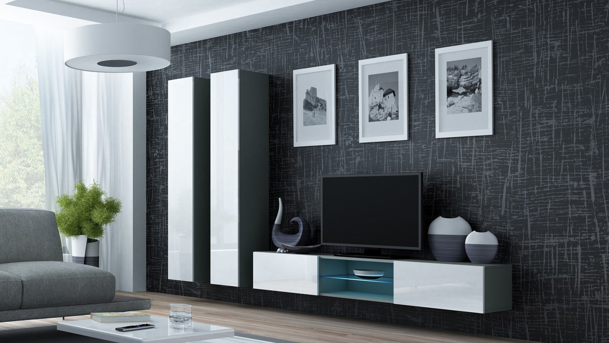 Cama Living room cabinet set VIGO 19 grey/white gloss