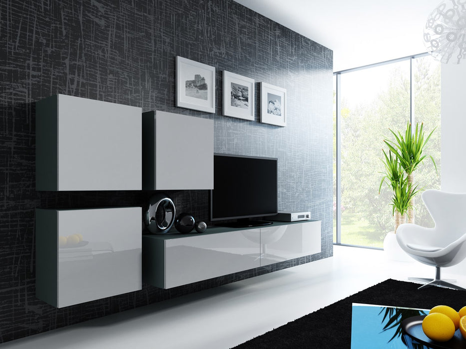 Cama Living room cabinet set VIGO 23 grey/white gloss