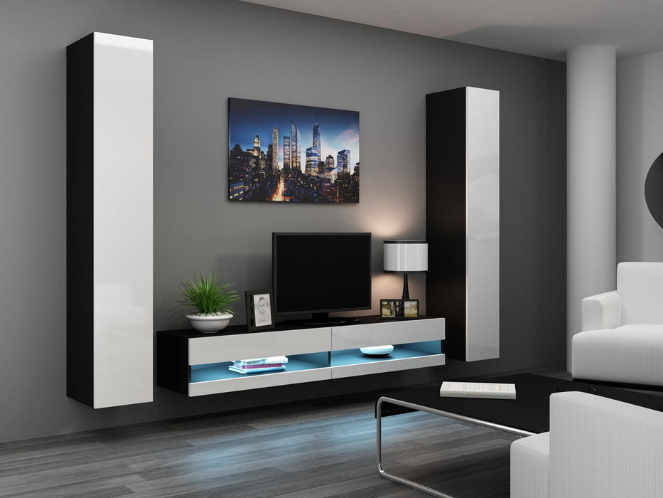 Cama Living room cabinet set VIGO NEW 4 black/white gloss