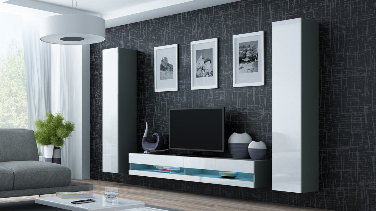 Cama Living room cabinet set VIGO NEW 4 grey/white gloss