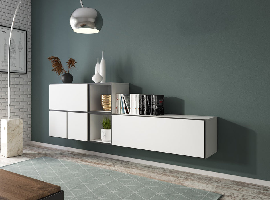 Cama living room furniture set ROCO 9 (RO1+RO3+2xRO6+2xRO5) white/black/white