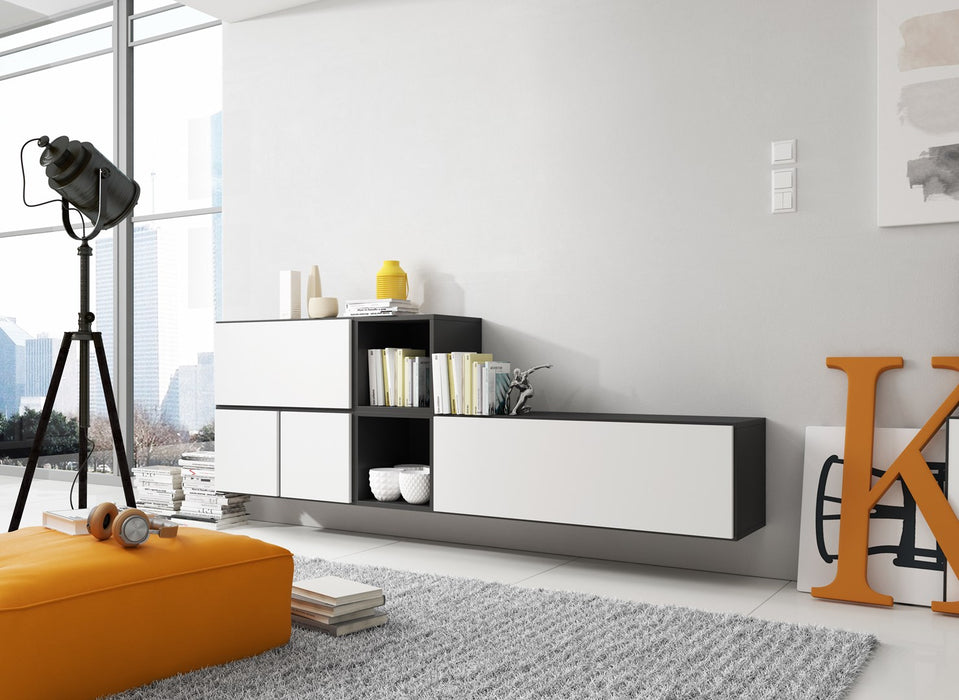 Cama living room furniture set ROCO 9 (RO1+RO3+2xRO6+2xRO5) black/black/white