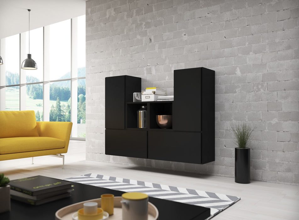 Cama living room furniture set ROCO 18 (4xRO3 + 2xRO6) black/black/black