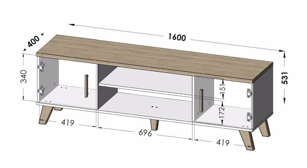 Cama living room set LOTTA 1 (RTV stand 160 + display cabinet 120 + sideboard 110 4D + coffee table 60)