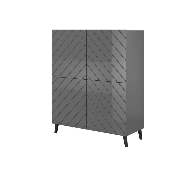 Shelving unit ABETO 100.5 x 40 x 121.5 cm graphite/glossy graphite