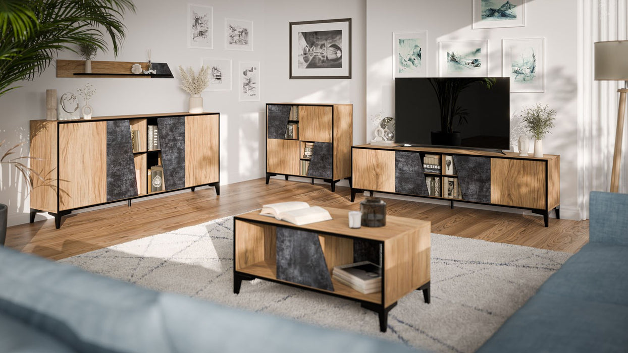 Cama 4D bookcase OVO 90x38xH90 oak/concrete
