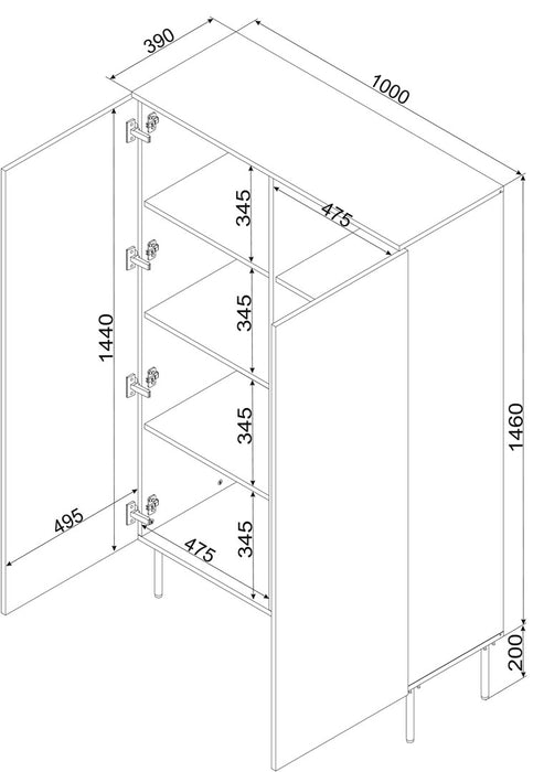PALAZZO BIS display cabinet 100x39x166 white matt