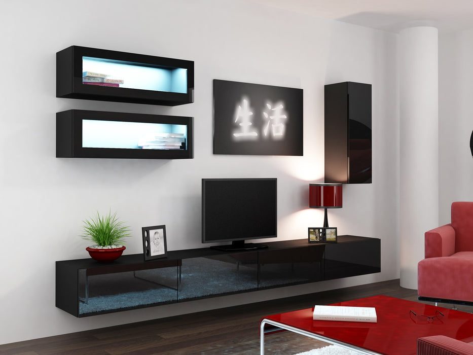 Cama TV stand VIGO 140 30/140/40 black/black gloss