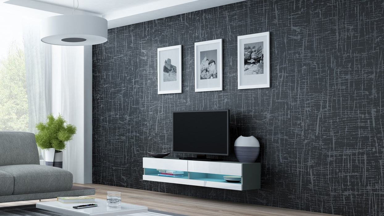 Cama TV stand VIGO NEW 30/140/40 grey/white gloss