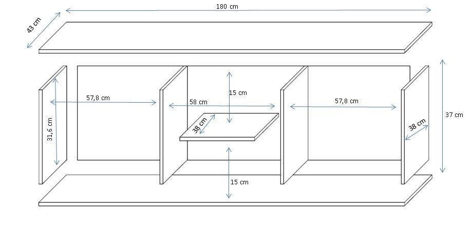 Cama TV stand SOHO 180 white/white gloss