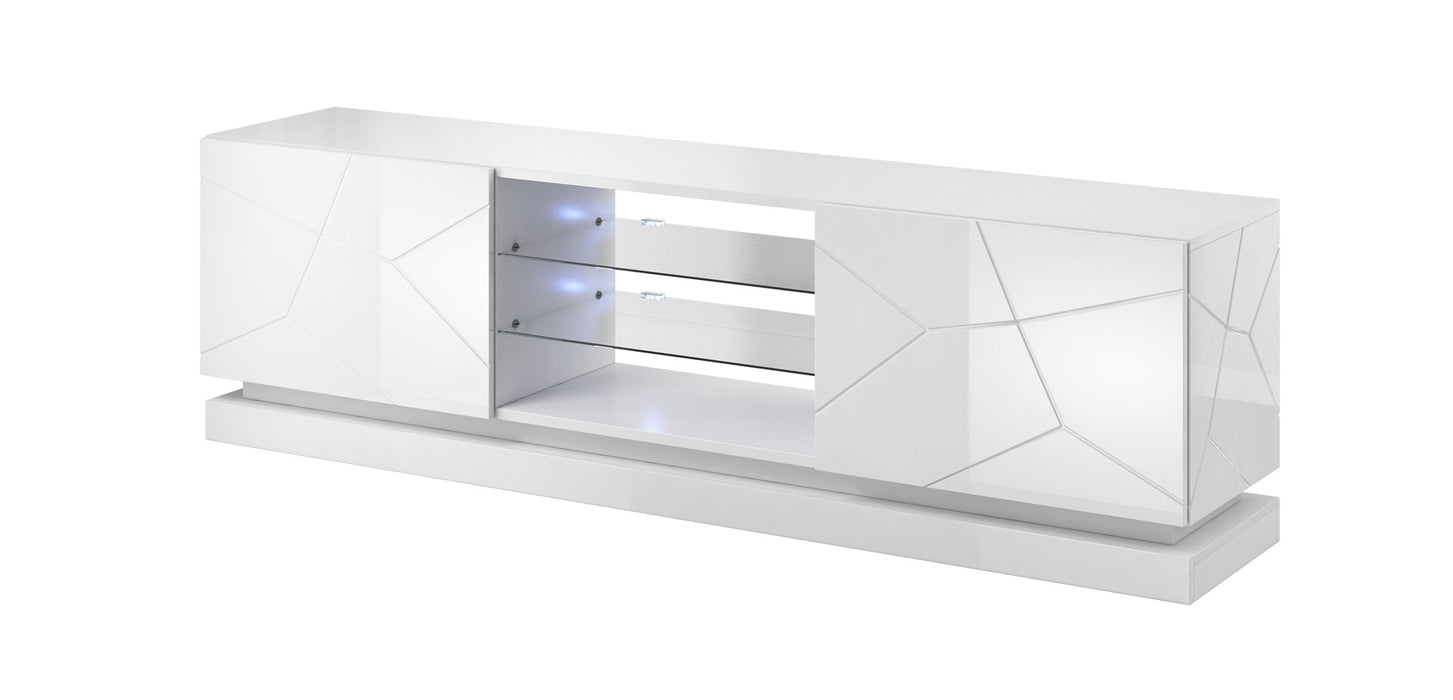 Cama TV cabinet QIU 200 MDF white gloss/white gloss