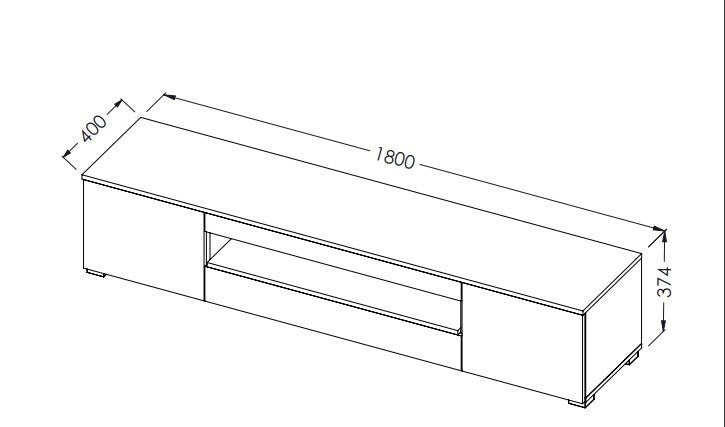Cama TV stand VIVA 180 white/white gloss + black