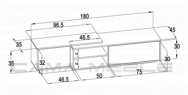 Cama TV cabinet SIGMA1 180 black/black gloss