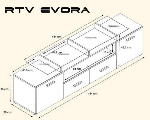 Cama TV stand EVORA 200 white/white gloss