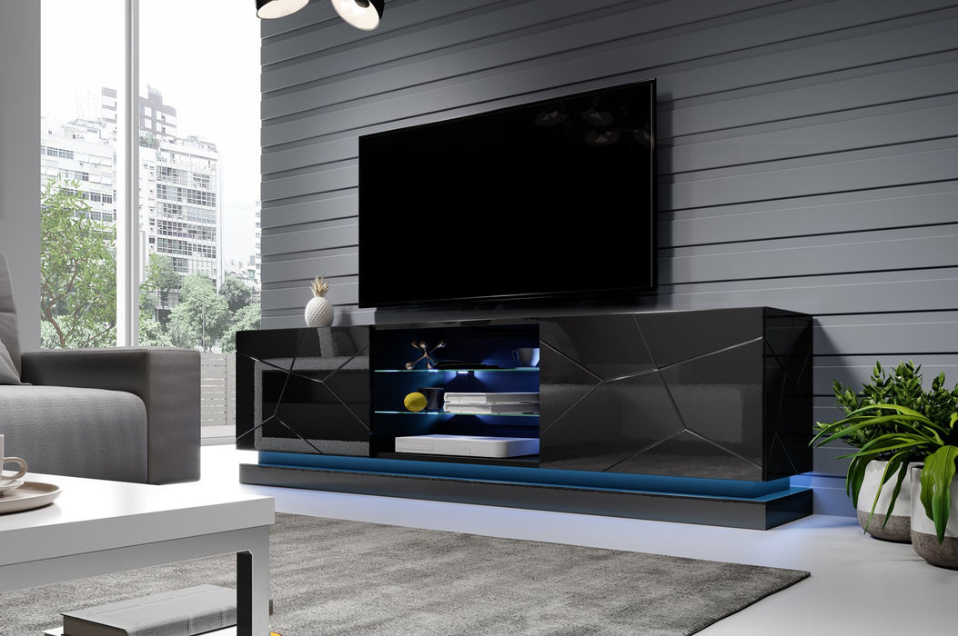 Cama TV cabinet QIU 200 MDF black gloss/black gloss
