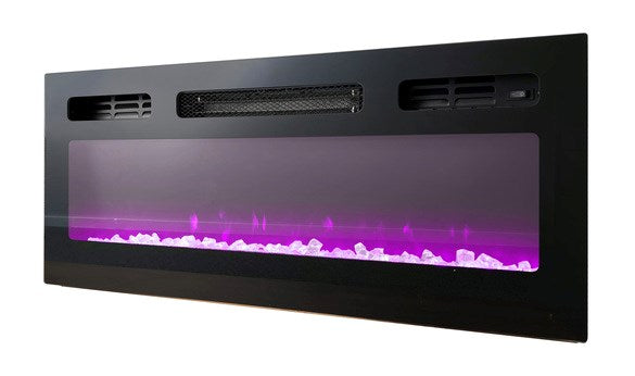 RTV EVA cabinet with electric fireplace 180x40x52 cm black/gloss black