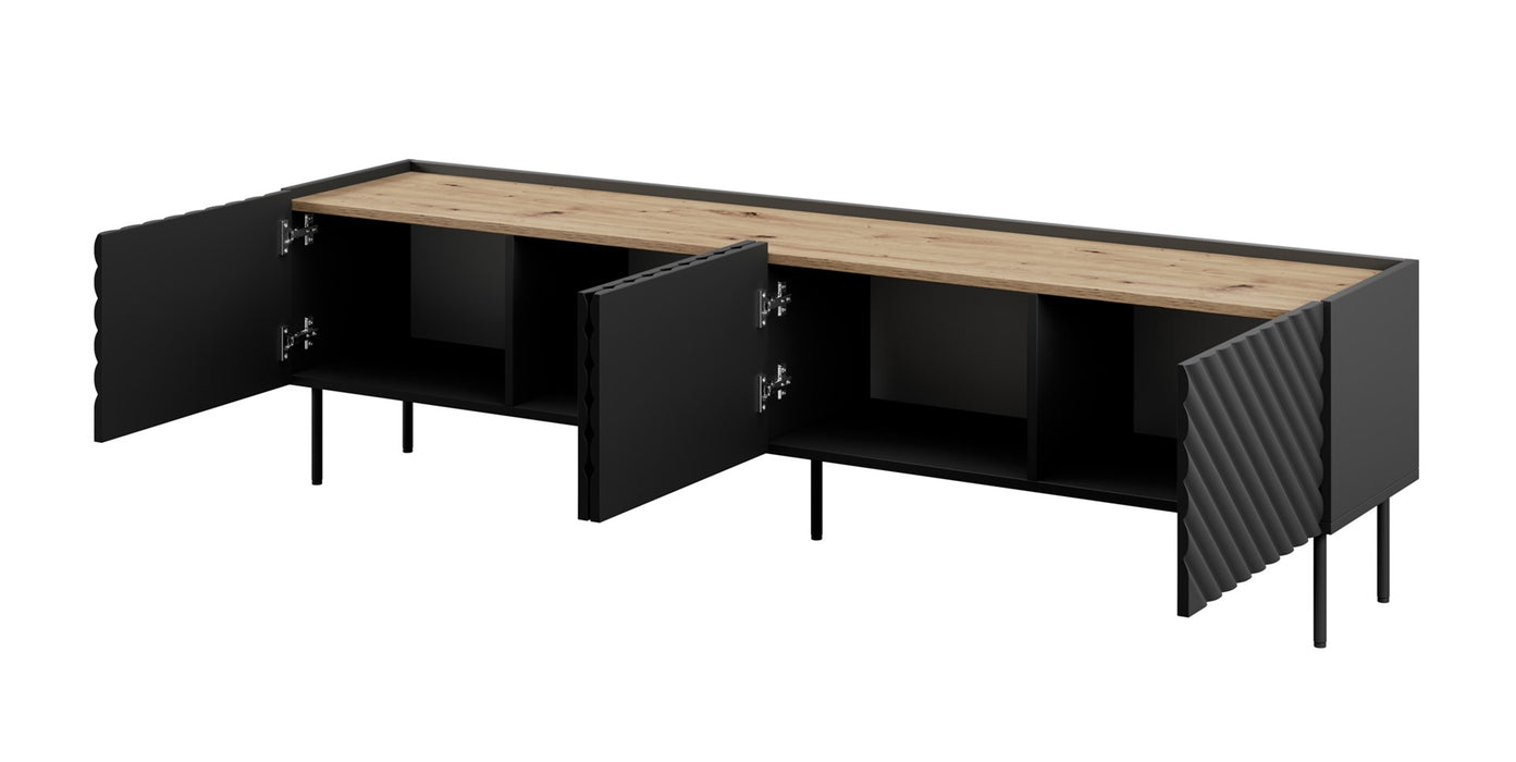 4D RTV cabinet ONDA 200x40x35-54 black (standing or wall mounted)