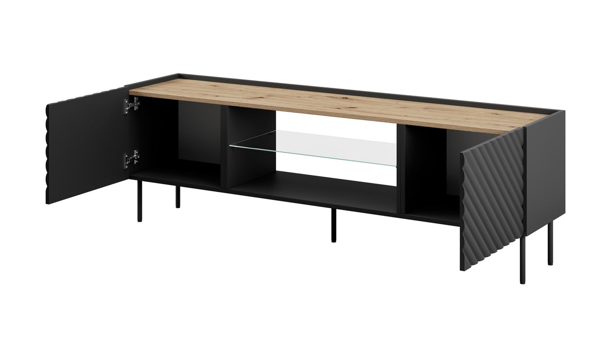 EF ONDA RTV cabinet 180x40x39-58 black (standing or wall mounted)