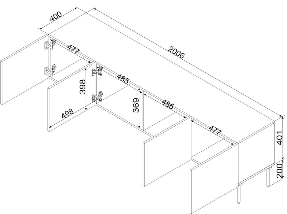 Cama RTV cabinet ISLA 200x40x60 mat black