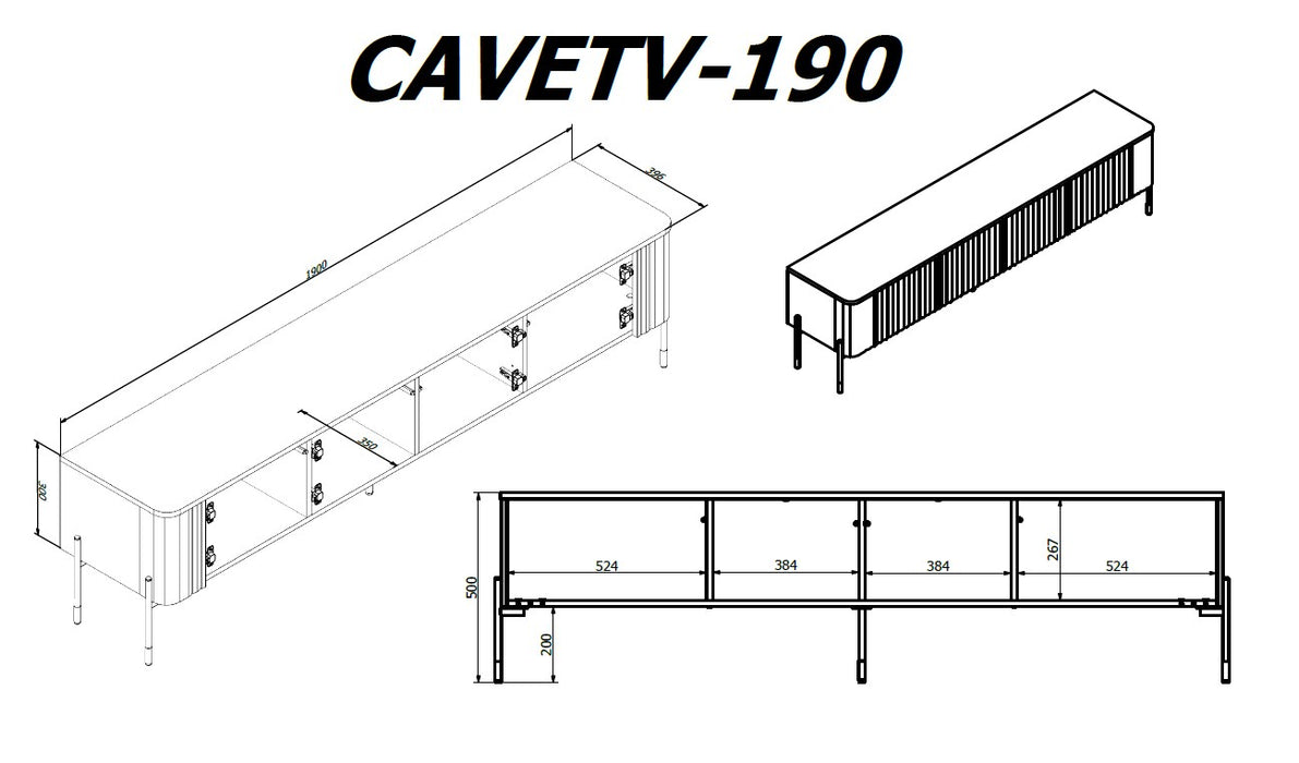 Cama VERA TV cabinet 190x40x50 matt white