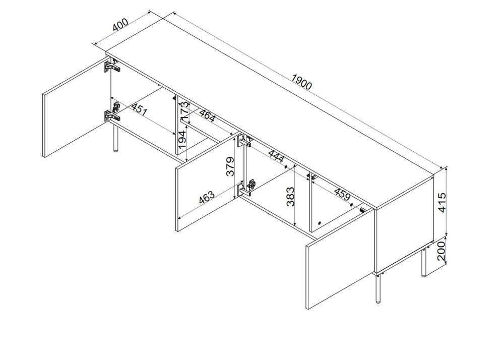Cama INSERTO 3D1W TV cabinet 190x40x61.5 cashmere + LED