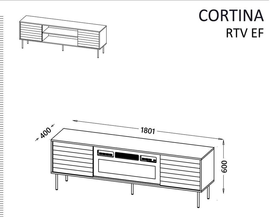 Cama EF CORTINA TV cabinet 180x40x60 black/walnut