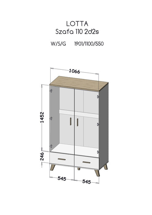 Cama wardrobe LOTTA 2D2D wotan oak + mat black
